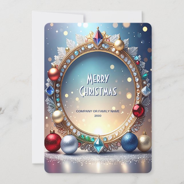 Tarjeta Festiva Christmas Jewel Frame Holiday Card (Anverso)