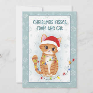 Tarjeta Festiva Christmas Kisses from the Cat