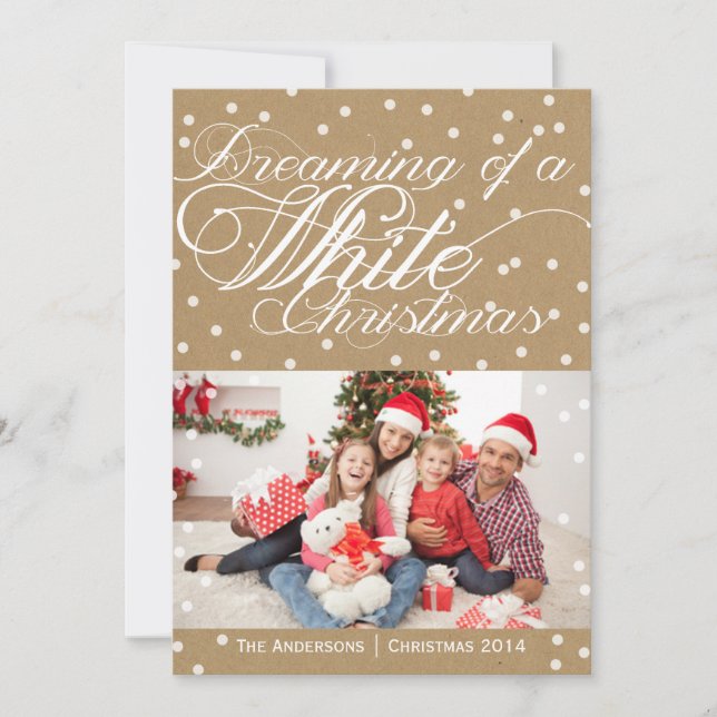 Tarjeta Festiva Christmas Kraft White Christmas Photo Card (Anverso)