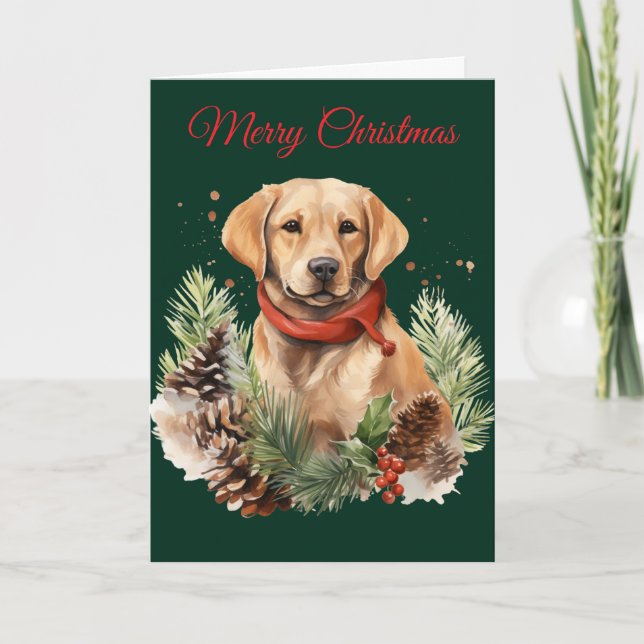 Tarjeta Festiva Christmas Labrador (Anverso)