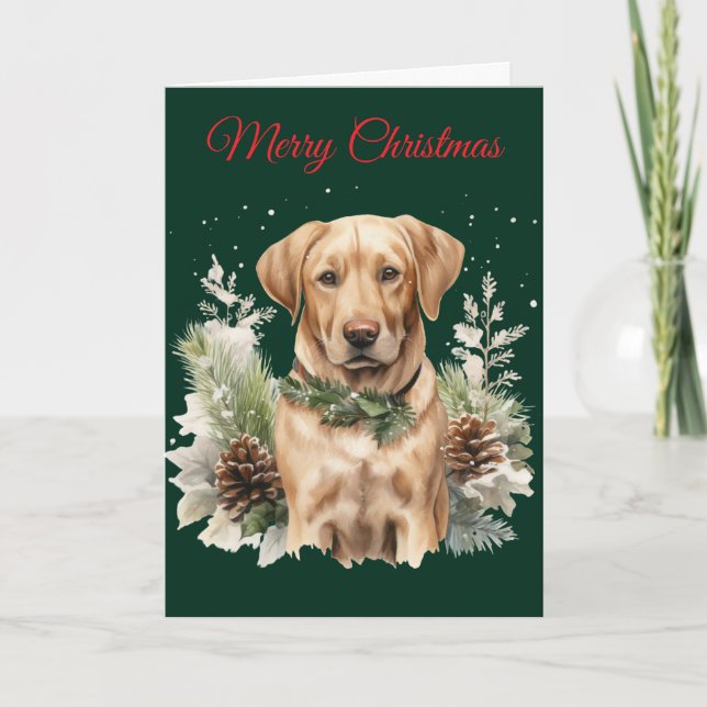 Tarjeta Festiva Christmas Labrador (Anverso)