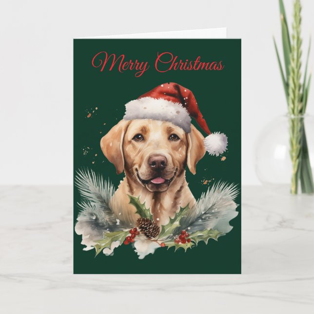 Tarjeta Festiva Christmas Labrador (Anverso)