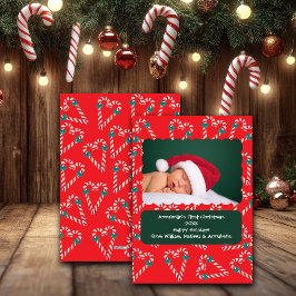 Tarjeta Festiva Christmas Love Candy Canes Baby Photo