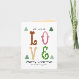 Tarjeta Festiva Christmas Love Modern Typography Custom Folded 