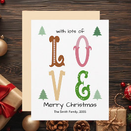 Tarjeta Festiva Christmas Love Modern Typography Flat Holiday Card