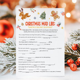 Tarjeta Festiva Christmas Mad Libs Game