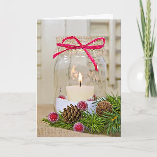 Tarjeta Festiva Christmas Mason Jar (Anverso)