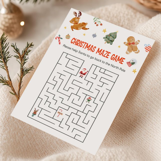 Tarjeta Festiva Christmas Maze Game (Christmas Party Games )