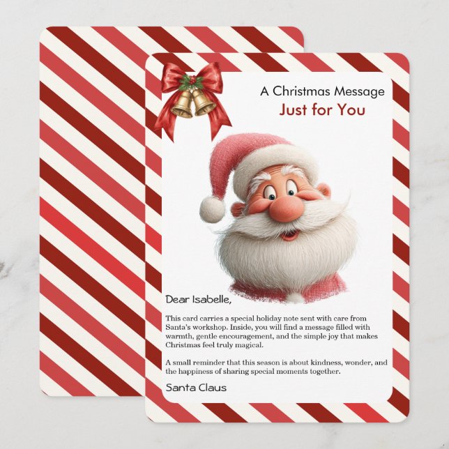 Tarjeta Festiva Christmas Message Card from Santa for Children (Anverso / Reverso)