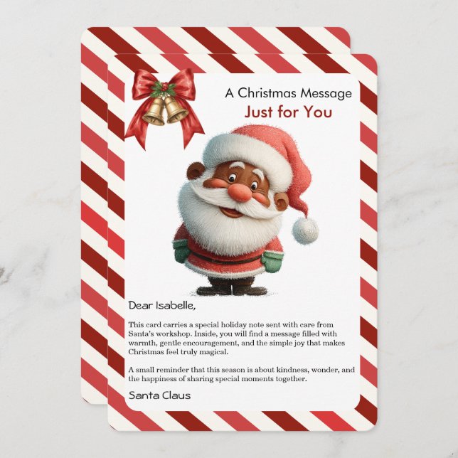 Tarjeta Festiva Christmas Message Card from Santa for Children (Anverso / Reverso)