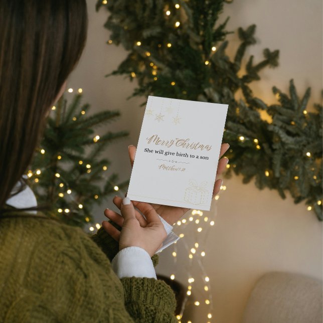 Tarjeta Festiva Christmas Mini Card – Gold Line Art (Matt. 1:21) (Subido por el creador)