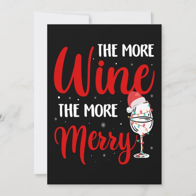 Tarjeta Festiva Christmas More Wine More Merry Funny Wine Lover (Anverso)
