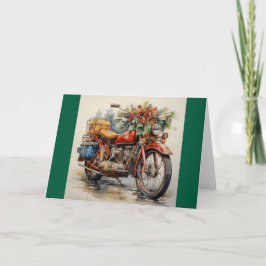Tarjeta Festiva Christmas MotorcycleFolded Holiday Card