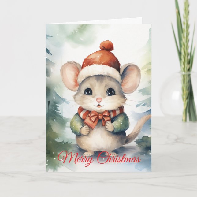 Tarjeta Festiva Christmas Mouse (Anverso)