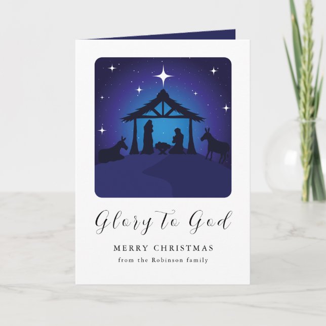 Tarjeta Festiva Christmas Nativity Scene Glory to God (Anverso)