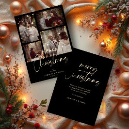 Tarjeta Festiva Christmas Newlyweds Black Trendy Collage 4 Photos