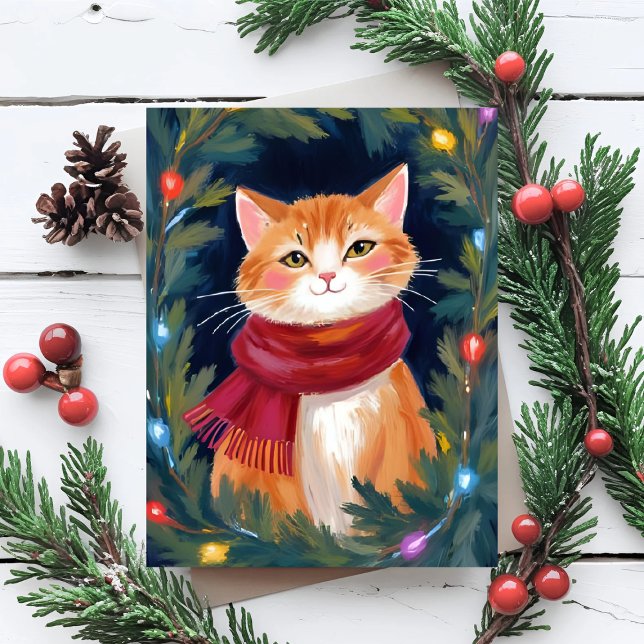 Tarjeta Festiva Christmas Orange Cat Festive Pet (Subido por el creador)