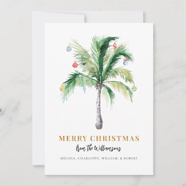 Tarjeta Festiva Christmas Palm Tree Script Modern (Anverso)