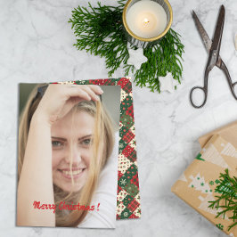 Tarjeta Festiva Christmas patchwork pattern photo wishes