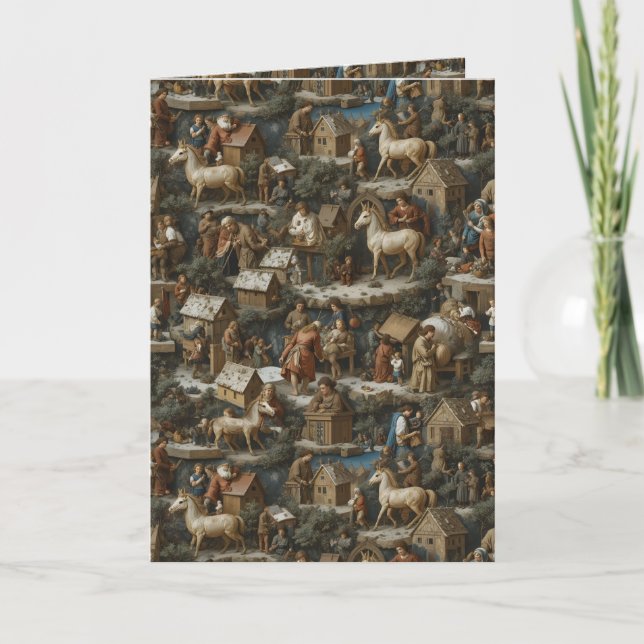 Tarjeta Festiva Christmas Pattern Vintage Art (Anverso)