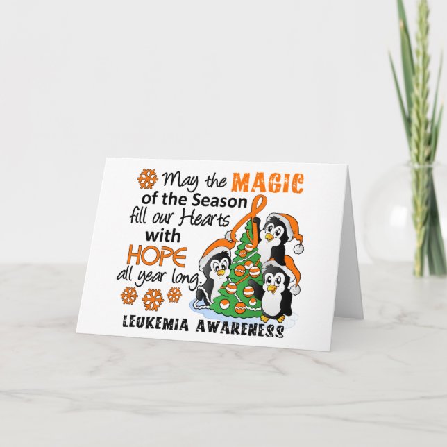 Tarjeta Festiva Christmas Penguins Leukemia (Anverso)