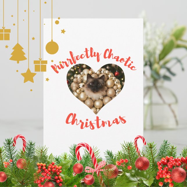 Tarjeta Festiva Christmas Personalized Cat Heart Photo Frame (Subido por el creador)