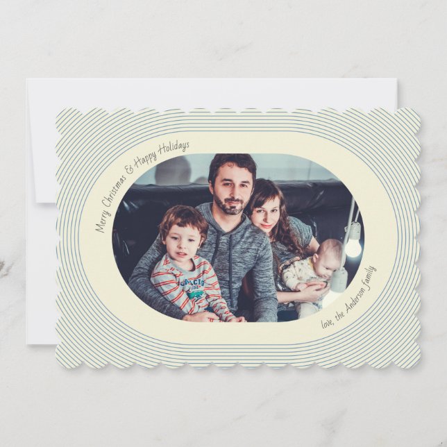 Tarjeta Festiva Christmas Photocard Playful Design Oval Photo (Anverso)