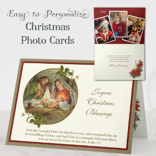 Tarjeta Festiva Christmas Photos Religious Jesus Mary Joseph 