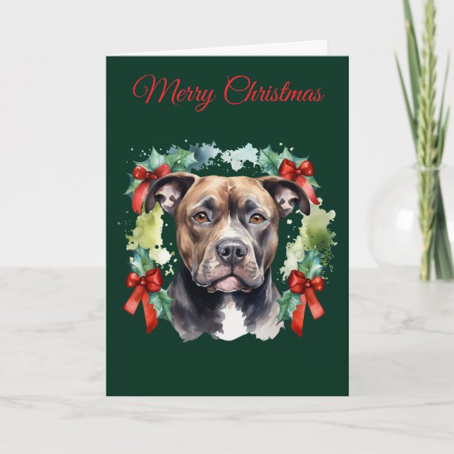 Tarjeta Festiva Christmas Pitbull (Anverso)