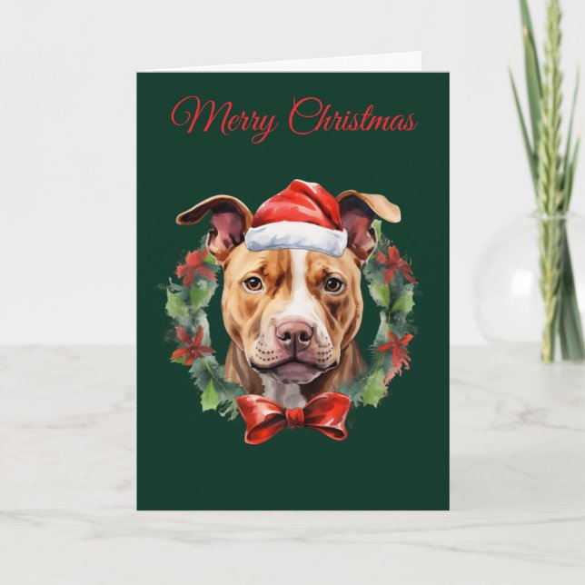 Tarjeta Festiva Christmas Pitbull (Anverso)