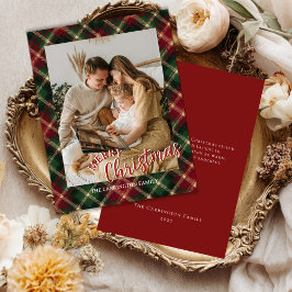 Tarjeta Festiva Christmas Plaid Card With Photo