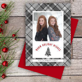 Tarjeta Festiva Christmas Plaid Spruce Tree Photo
