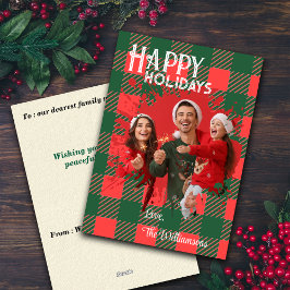 Tarjeta Festiva Christmas Plaids Custom Photo Holiday Cards