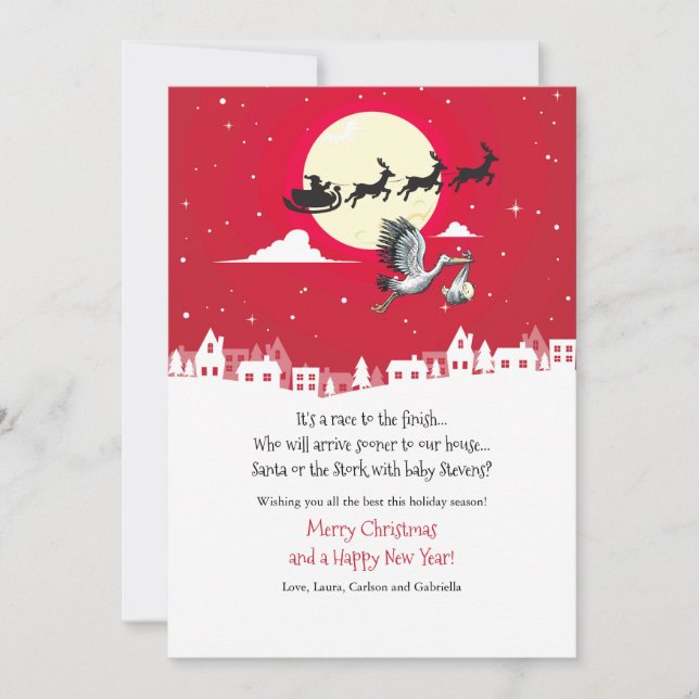 Tarjeta Festiva Christmas Pregnancy Holiday Card (Anverso)