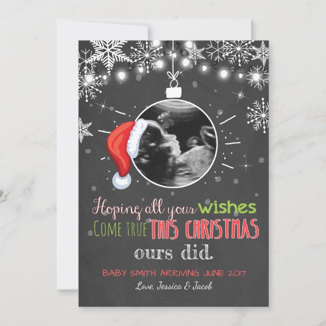 Tarjeta Festiva Christmas pregnancy ultrasound announcement Joy (Anverso)
