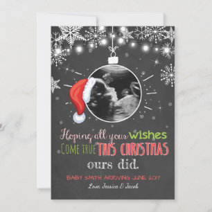 Tarjeta Festiva Christmas pregnancy ultrasound announcement Joy