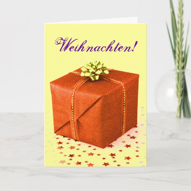 Tarjeta Festiva Christmas Presenta a Weihnachten Naranja IV (Anverso)