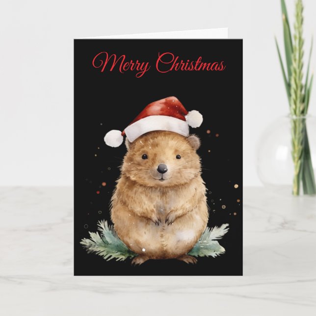Tarjeta Festiva Christmas Quokka  (Anverso)