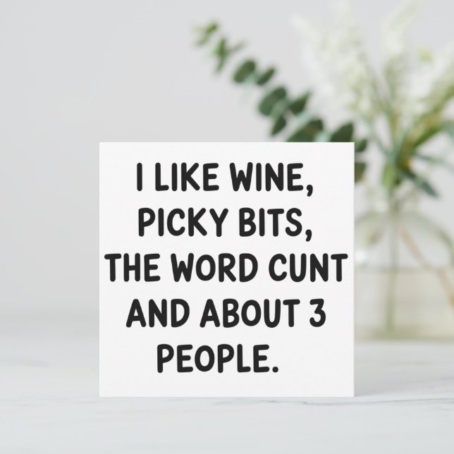 Tarjeta Festiva Christmas Quote I Like Wine Rude Festive Sarcastic (Anverso de pie)