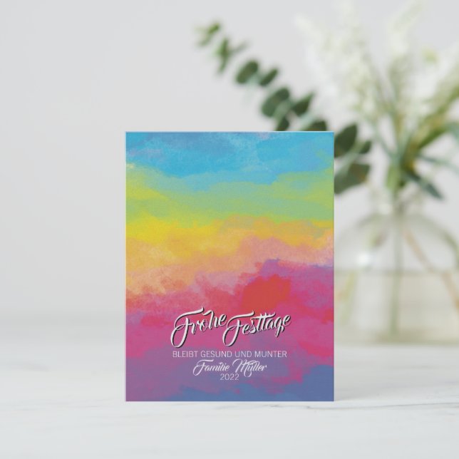 Tarjeta Festiva Christmas Rainbow Card (Anverso de pie)