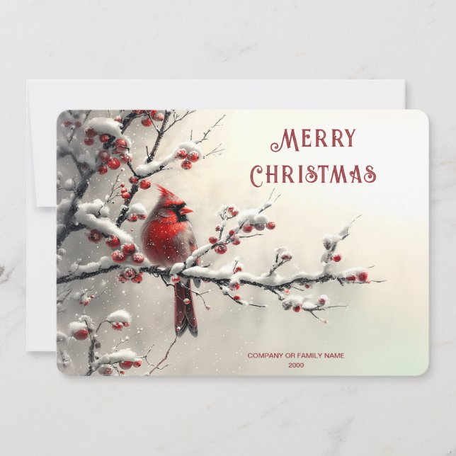 Tarjeta Festiva Christmas Red Cardinal Holiday Card (Anverso)