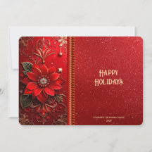 Christmas Red Flower Holiday Card