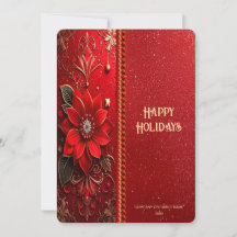 Christmas Red Flower Holiday Card