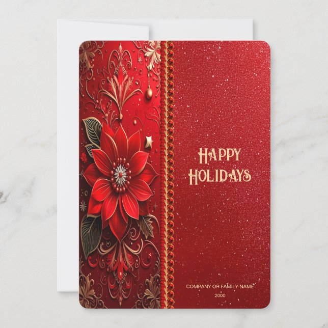 Tarjeta Festiva Christmas Red Flower Holiday Card (Anverso)