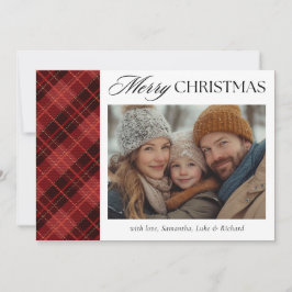 Tarjeta Festiva Christmas Red Plaid  Photo Holiday Card