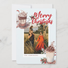 Tarjeta Festiva Christmas Red Winter Hot Cocoa Coffee Holiday Card