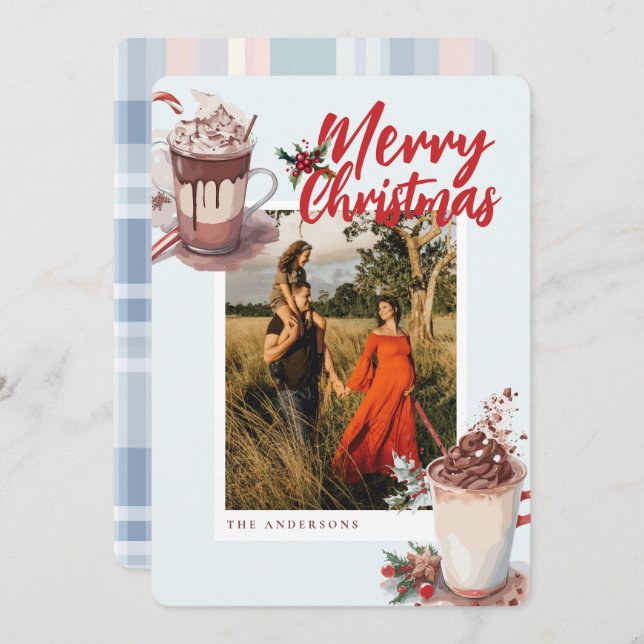 Tarjeta Festiva Christmas Red Winter Hot Cocoa Coffee Holiday Card (Anverso / Reverso)