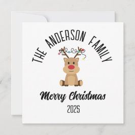 Tarjeta Festiva Christmas Reindeer With Lights Personalized Name