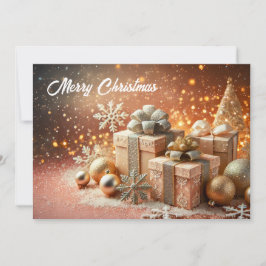 Tarjeta Festiva Christmas Scene with gifts and glittery