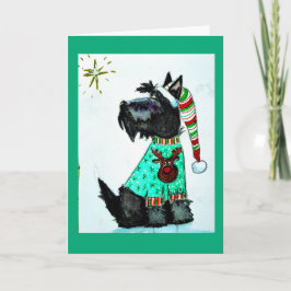 Tarjeta Festiva Christmas Scottie